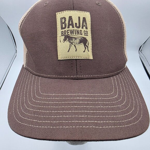 Baja Brewing Co Unisex Adjustable Brown Beige Mesh Trucker Hat Cap Outdoors - Picture 9 of 9